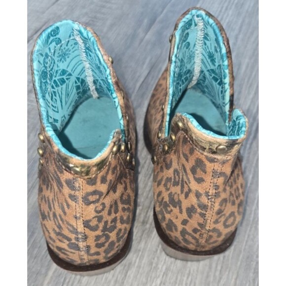 Corral Boots Studded Leopard Round Toe Cowboy Booties Womens Brown Boots 6.5 - Picture 2 of 6